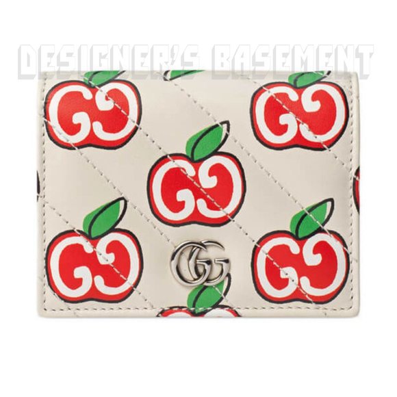 GUCCI white Matelasse quilted GG APPLE leather MARMONT GG logo snap MINI wallet - Picture 2 of 5